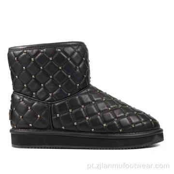 Botas de neve de lã Qulited Rhinestone